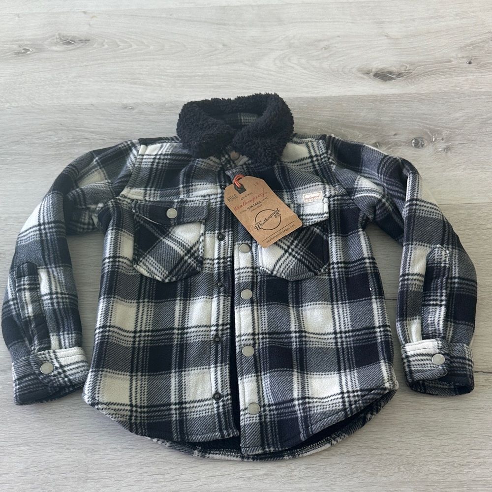Original Weatherproof Vintage Sherpa Lined Plaid Shirt Jacket Black 4 NWT